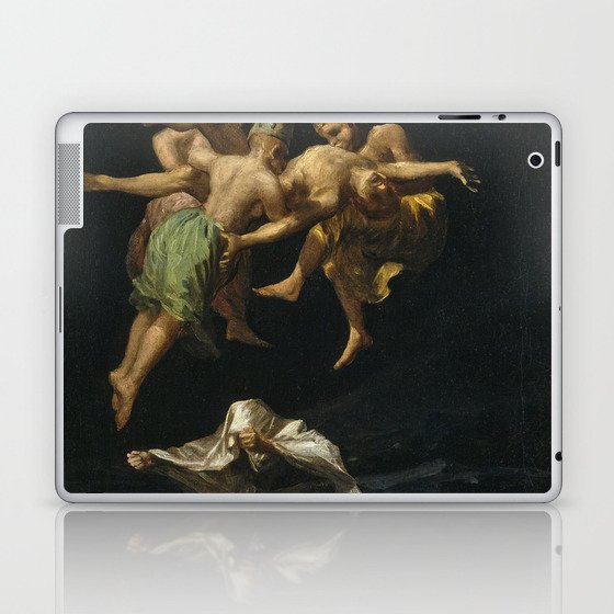 The witches' flight gothic horror surrealism portrait painting by Francisco Goya Laptop & iPad Skin