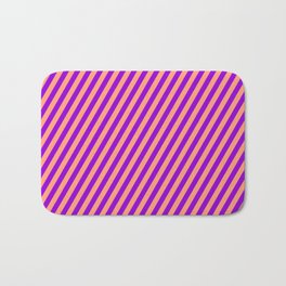 [ Thumbnail: Light Salmon and Dark Violet Colored Striped Pattern Bath Mat ]