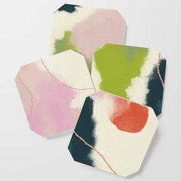 sky abstract with pink & green clouds Coaster