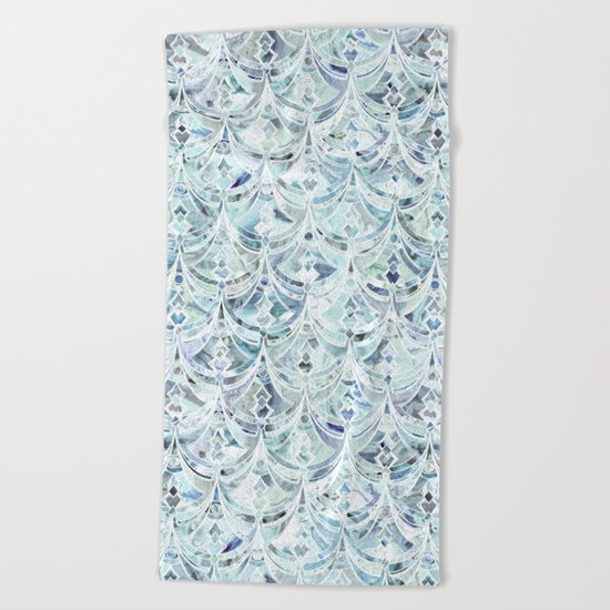 Ice and Diamonds Art Deco Pattern Beach Towel