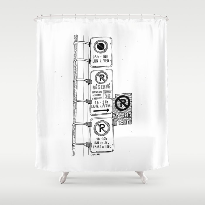Parking Hell by Darvee - Montréal, Canada Shower Curtain
