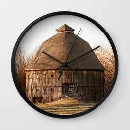 Indiana Rustic Round Barn Photography Print Wall Clock