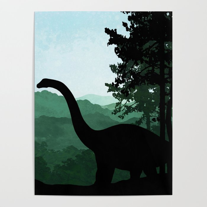by Epic Society6 of Silhouette | Dinosaur Poster Brachiosaurus Touch A