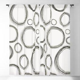 Scribbled Circles - Black and White Blackout Curtain