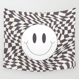 smiley checked dark chocolate Wall Tapestry