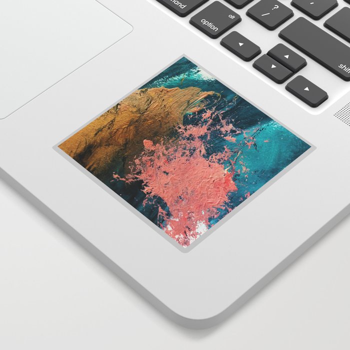 Coral Reef [1]: colorful abstract in blue, teal, gold, and pink Sticker