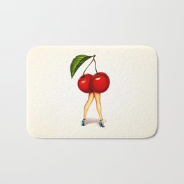 Cherry Girl Badematte | Kitsch, Other, Retro, Sexy, Popart, Fruit, Painting, Funny, Food, Cute 