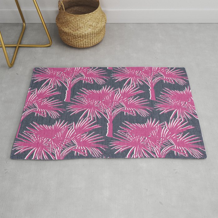 70’s Palm Springs Hot Pink and Navy Rug