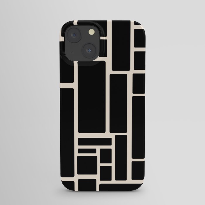 Modulus Minimalist Geometric Pattern in Black and Almond Cream iPhone Case