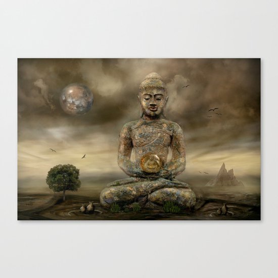 Buddha in the sand Canvas Print