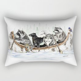 " Critter Canoe " wildlife rowing up river Rectangular Pillow