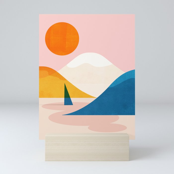 Abstraction_Lake_Sunset_Minimalism_002 Mini Art Print