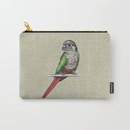 Green-cheeked conure Carry-All Pouch | Creen Cheek, Pet, Pyrrhuramolinae, Conure, Feathers, Green, Smart, Painting, Cute, Parrot 