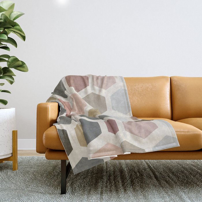 mod hive | organic honeycomb pattern in muted tones Throw Blanket