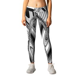 Kaleidoscopic Abstract In Black And White Leggings