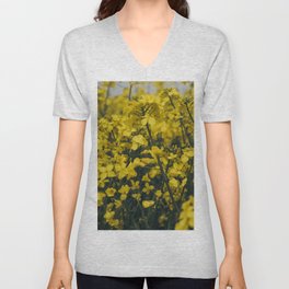 Upclose view of the Rapeseed flower! Unisex V-Neck