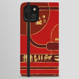 Egyptian Geometric Art Deco Red and Gold iPhone Wallet Case