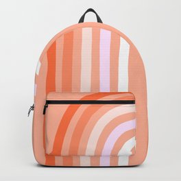 Rise above the Rainbow - Peachy pastels Backpack | Minimalist, Illustration, Decor, Minimal, Pastel, Vibes, Dominiquevari, Retro, Rainbow, Positive 