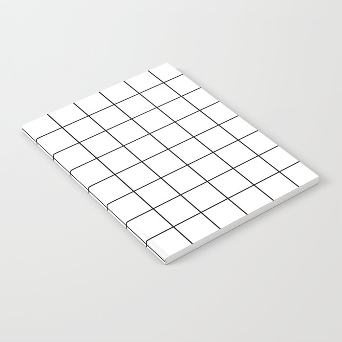 Grid Pattern Stripes Lines Black and White Minimalist Geometric Stripe Line Drawing Notebook