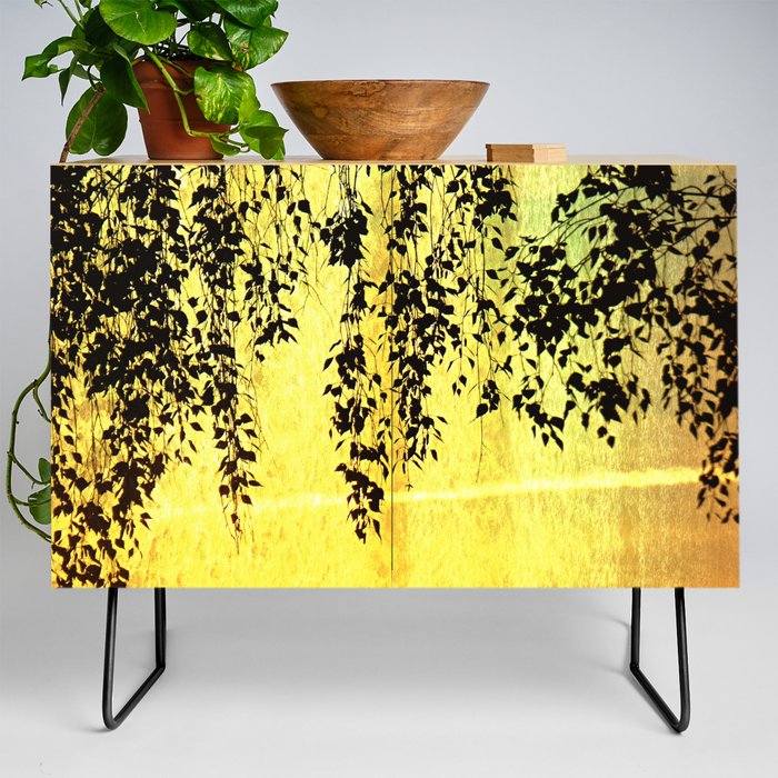 golden sunset weeping willow tree Credenza