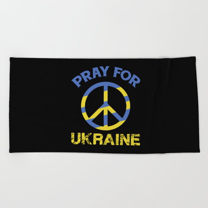Pray For Ukraine Peace Sign Beach Towel