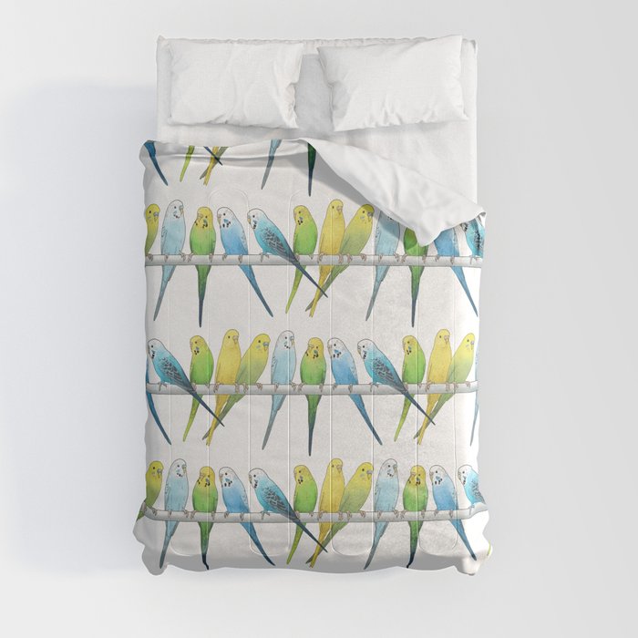 Row of Budgies Comforter