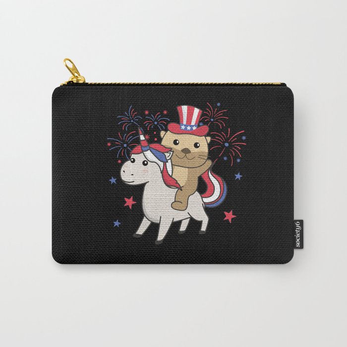 Otter With Unicorn For Fourth Of July Fireworks Carry-All Pouch