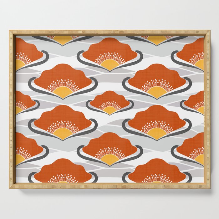 Orange Deco Fans Serving Tray