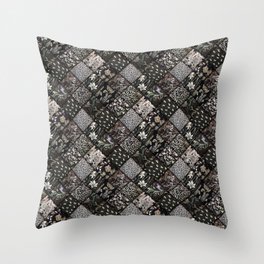 Faux Patchwork Quilting - Black Throw Pillow | Gravityx9, Collage, Pattern, Patchwork, Quiltimage, Fabric, Quilt, Quilting, Black, Blackandwhite 