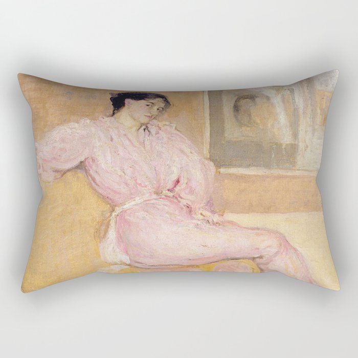 Lady in pink c.1901 - Charles Conder Rectangular Pillow