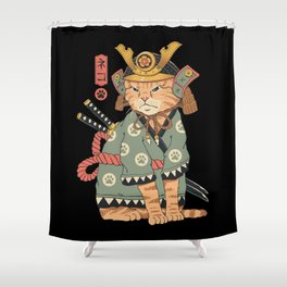 Neko Samurai Shower Curtain