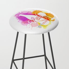 Happy New year celebration with champagne bottle and glass watercolor splash in warm color scheme Bar Stool