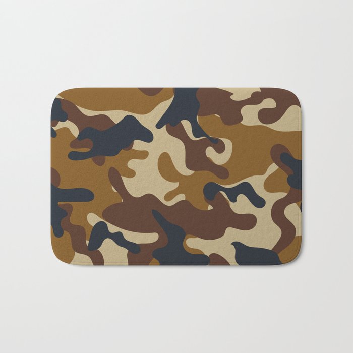 Brown Army Camo Camouflage Pattern Bath Mat