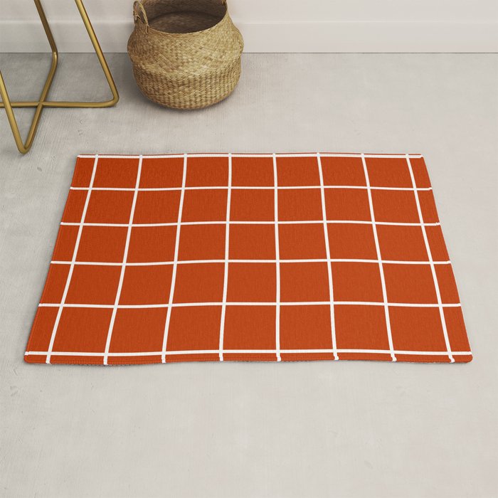 Rust Grid Rug by Color Obsession Society6