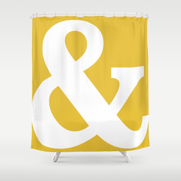 Ampersand Mustard Yellow Shower Curtain By Aldariartstudio Society6