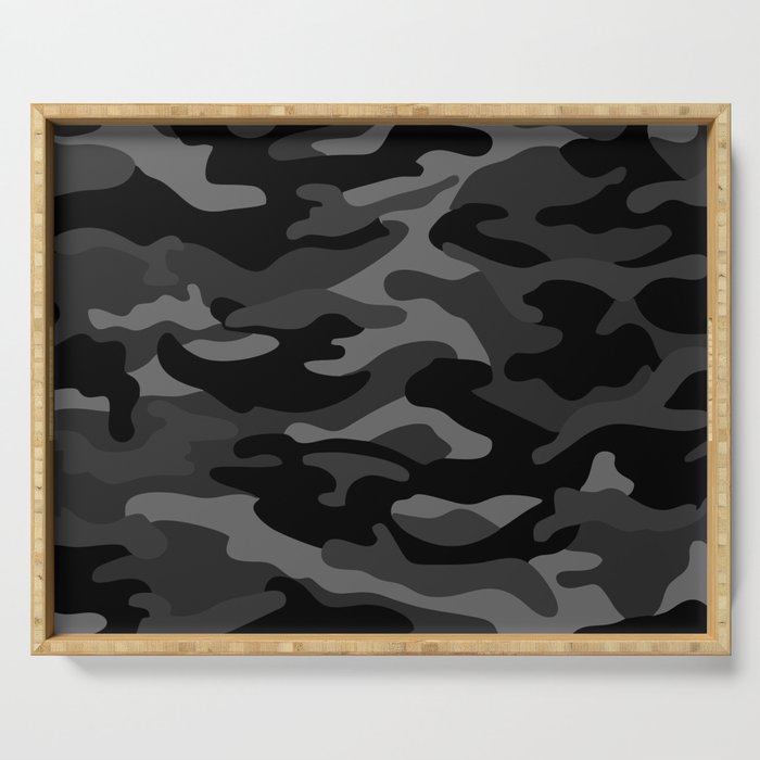 Camouflage Pattern Black Serving Tray