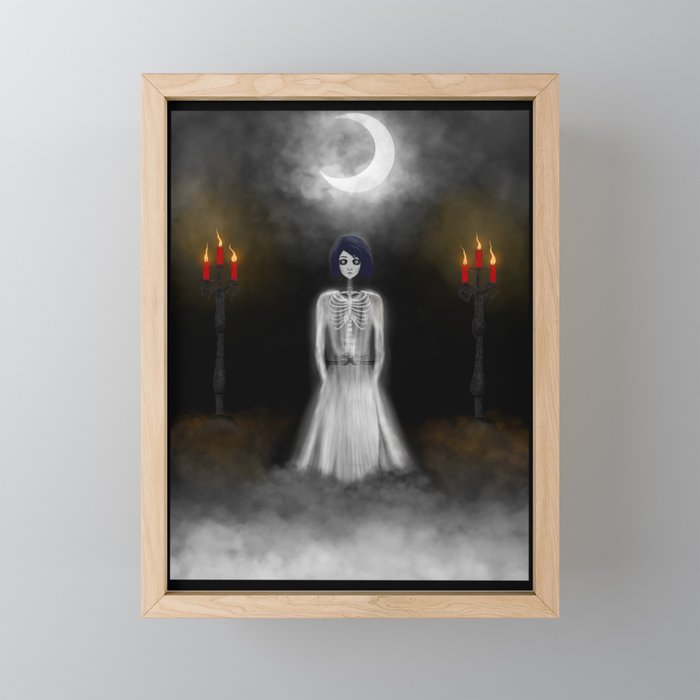 Woman in White Framed Mini Art Print