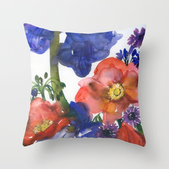 colorful bouquet: iris Throw Pillow
