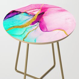 Transparent creativity. Abstract artwork. Trendy wallpaper. Ink colors are amazingly bright, luminous, translucent, free-flowing, and dry quickly. Natural pattern, luxury. Side Table