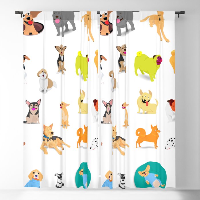 Set of dogs, adorable and friendly animal. Blackout Curtain