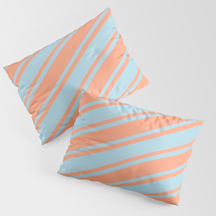 Light Blue & Light Salmon Colored Lined/Striped Pattern Pillow Sham