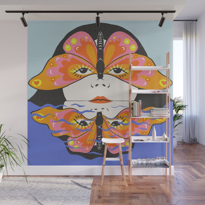 Swimming in a Butterfly Mask Wall Mural