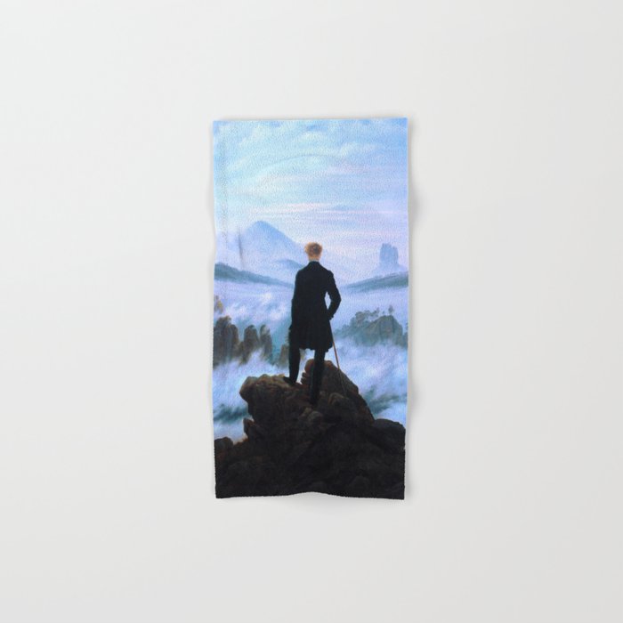Caspar David Friedrich (German, 1774-1840) - The Wanderer Above the Sea of Fog (Der Wanderer über dem Nebelmeer) - 1818 - Romanticism - Landscape - Oil - Digitally Enhanced Version - Hand & Bath Towel