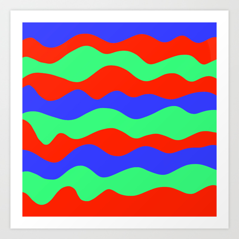 Retro Abstract Red Green And Blue Wavy Decorative Pattern Graphic