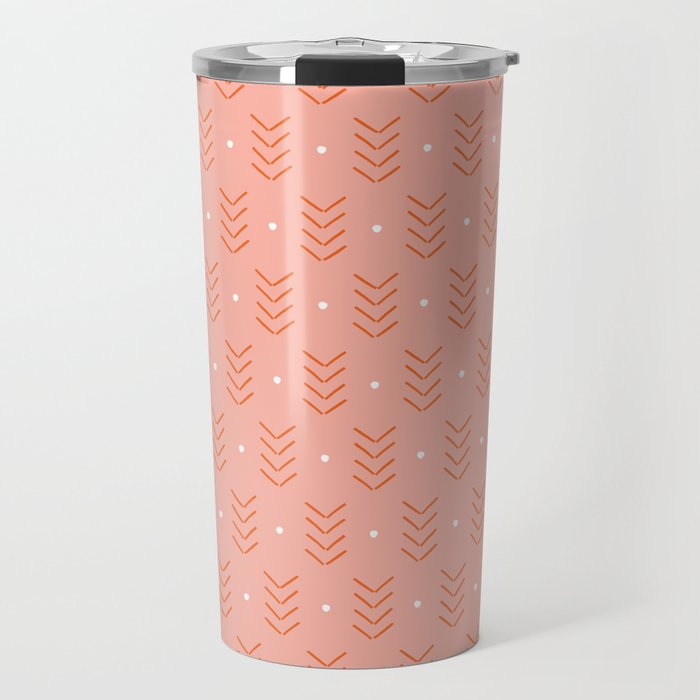 Arrow Lines Geometric Pattern 16 in pink orange Travel Mug