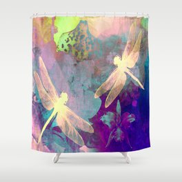 Painting Dragonflies and Orchids A Shower Curtain
