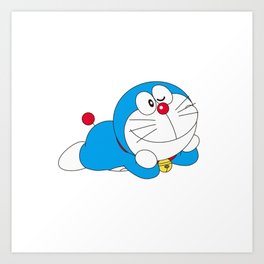 Doraemon Throw Pillow Art Print