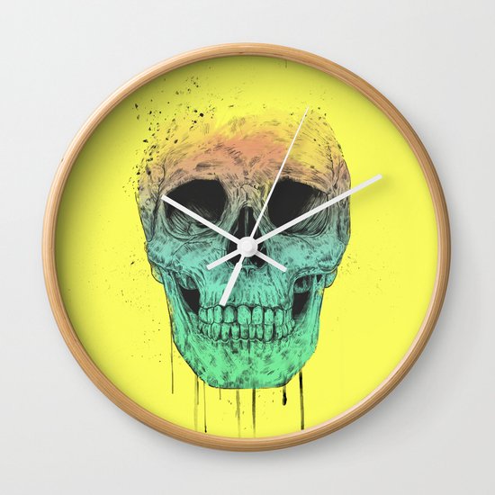 Pop art skull Wall Clock by Balazs Solti | Society6