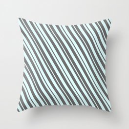 [ Thumbnail: Light Cyan and Dim Grey Colored Lines/Stripes Pattern Throw Pillow ]