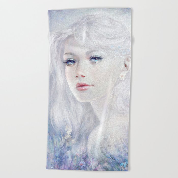 Snow White Hair Ice Girl Beach Towel By Milyknight Society6